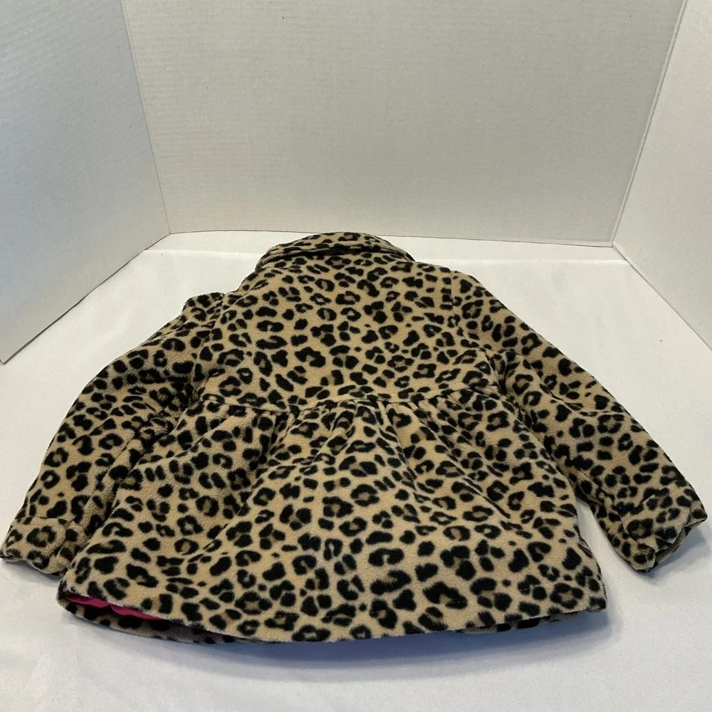 Healthtex‎ Infant Toddler Animal Print Brown Leopard Fleece Peacoat Jacket 3T